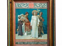 Feuerstein (GK9) | Veertien kleurenlitho’s van de kruisweg van Martin Ritter von Feuerstein (1856-1931) met Frans onderschrift